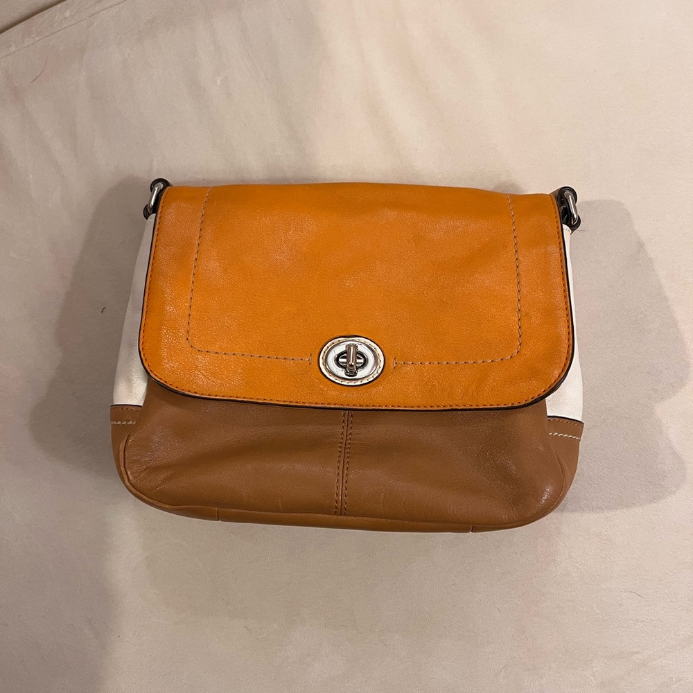 Coach Multicolor Leather Turnlock Flap Crossbody Bag